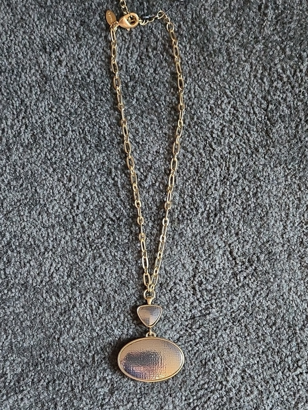 Chico's Gold-Tone Textured Double Pendant Necklace